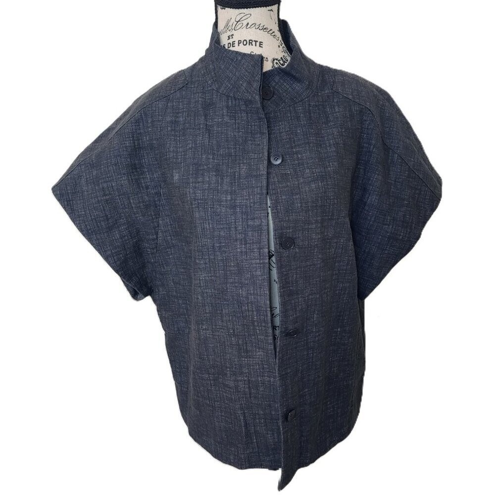 CK by Calvin Klein Cotton Linen Jacket Size 14 Textured Lightweight